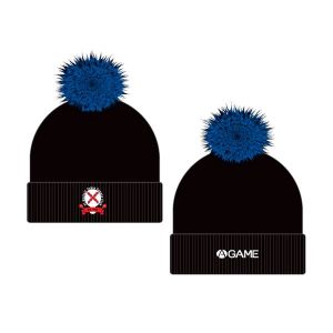 St Austell TTC Bobble Hat in black with royal blue pom and club crest