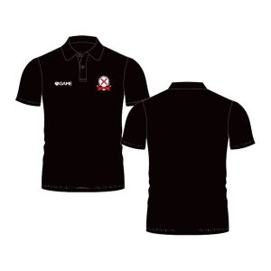 St Austell TTC Polo Shirt in black with AGAME logo and club crest
