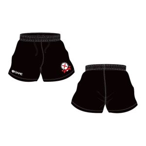 St Austell TTC Shorts in black with AGAME logo and club crest